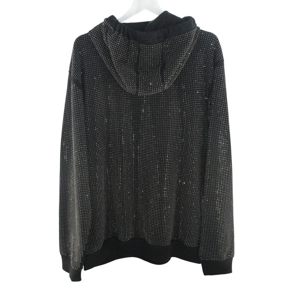 True Religion Hoodie Rhinestone Studded Pullover 2XL Black - Picture 2 of 8